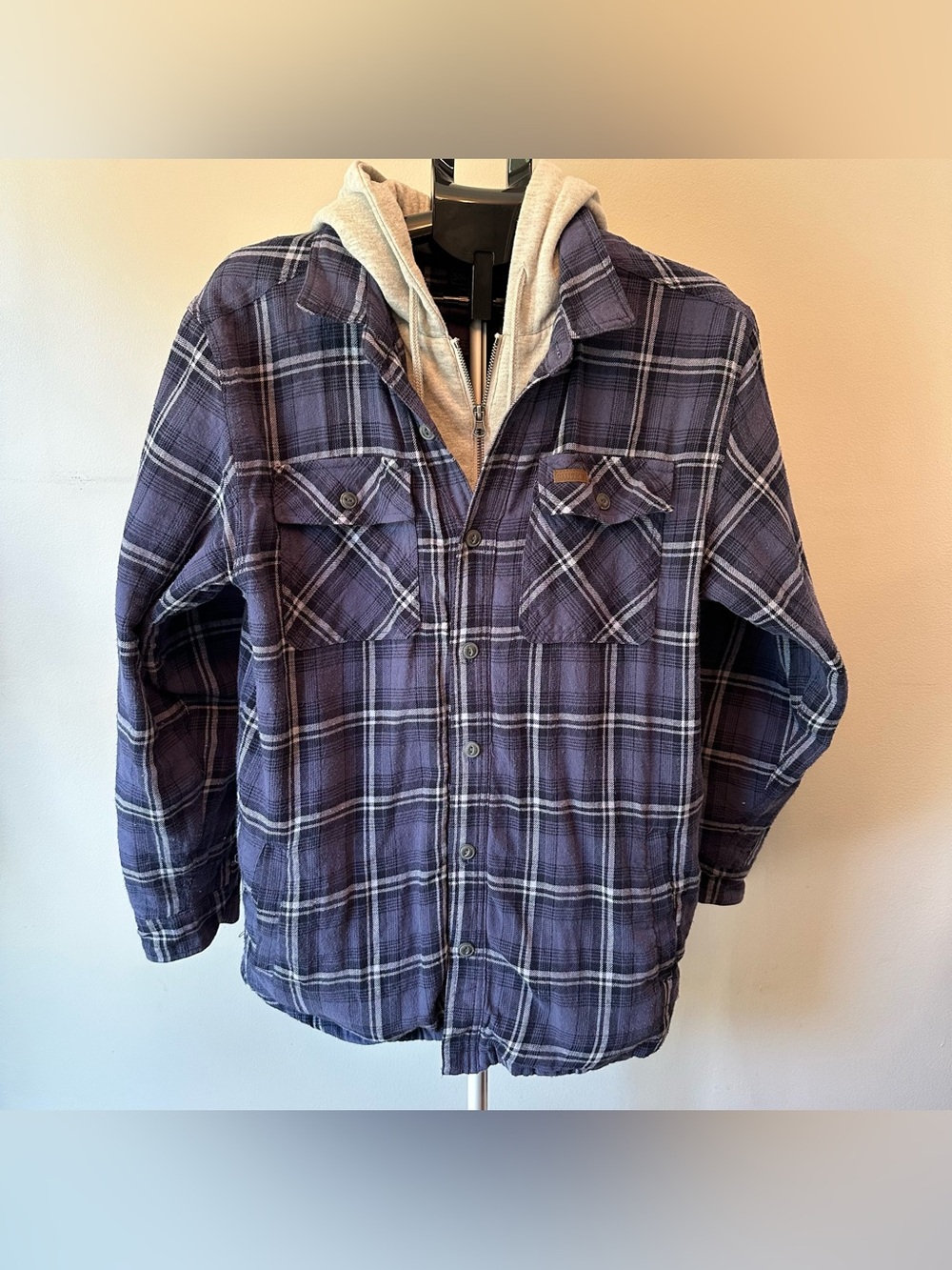 Smith's Workwear Men's Large Fleece-Lined Hooded Flannel Shirt Jacket